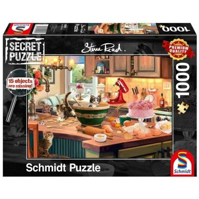 SCHMIDT SPIELE - Puzzle Secret, &agrave; la Table de la Cuisine, 1000 pi&egrave;ces, 59919, Color&eacute;