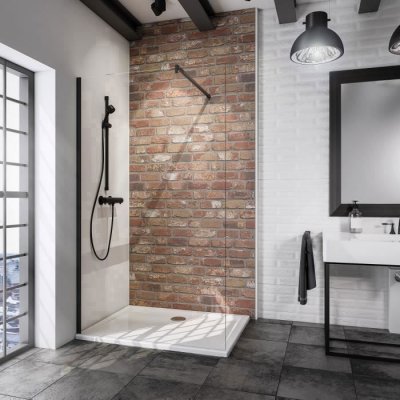 SCHULTE  paroi de douche &agrave; litalienne 120x190 cm  verre 6 mm transparent style industriel noir mat