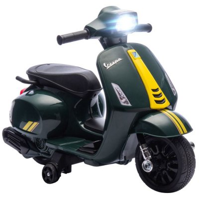 AIYAPLAY Scooter Moto &Eacute;lectrique Enfant Vespa 6v 2,5km/H Musique Mp3 Port Usb Klaxon Phare Feu Ar Vert