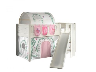 VIPACK Scott Lit Mezzanine Toboggan et Rideau Birdy, Tunnel et Ses 3 Sacs Rangement Assortis