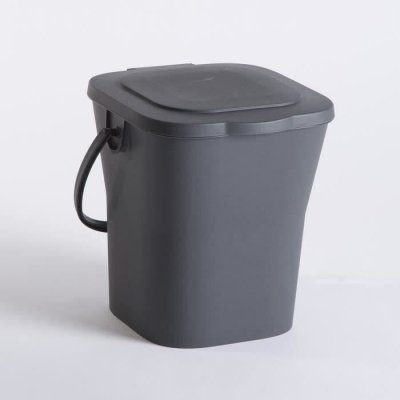 EDA Seau &agrave; compost avec anses Gris anthracite 6 L
