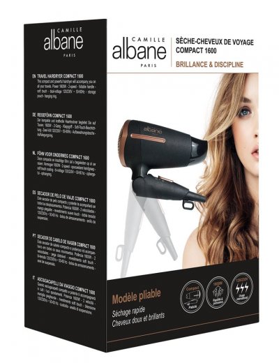 CAMILLE ALBANE S&egrave;che-cheveux de voyage  Compact 1600 W Noir 