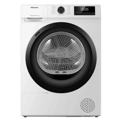 HISENSE S&egrave;che linge hublot DHQE800BW2, 8 kg, Pompe &agrave; chaleur, A++ 