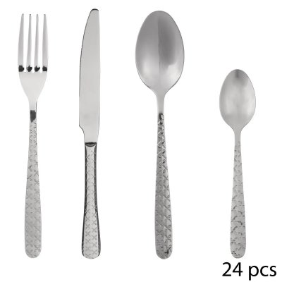 SECRET DE GOURMET  - M&eacute;nag&egrave;re 24 pi&egrave;ces Flora - Inox