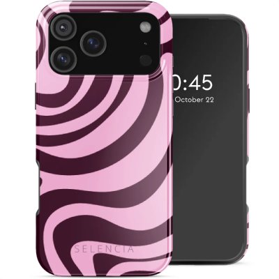 SELENCIA  Coque arri&egrave;re Vivid avec MagSafe Apple iPhone 17 Pro Max - Wavy Swirl Pink Plum