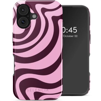 SELENCIA  Coque arri&egrave;re Vivid avec MagSafe Apple iPhone 17 - Wavy Swirl Pink Plum