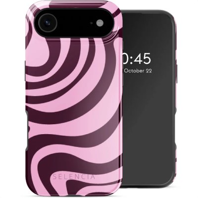 SELENCIA  Coque arri&egrave;re Vivid avec MagSafe Apple iPhone Air - Wavy Swirl Pink Plum