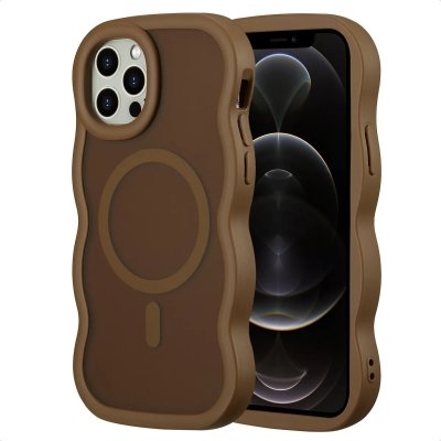 SELENCIA  Coque arri&egrave;re Wavy avec MagSafe Apple iPhone 12 (Pro) - Mocha Brown