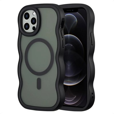 SELENCIA  Coque arri&egrave;re Wavy avec MagSafe Apple iPhone 12 (Pro) - Noir