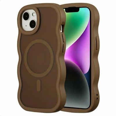 SELENCIA  Coque arri&egrave;re Wavy avec MagSafe Apple iPhone 14 / 13 - Mocha Brown