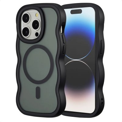 SELENCIA  Coque arri&egrave;re Wavy avec MagSafe Apple iPhone 14 Pro - Noir
