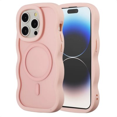 SELENCIA  Coque arri&egrave;re Wavy avec MagSafe Apple iPhone 14 Pro - Soft Pink