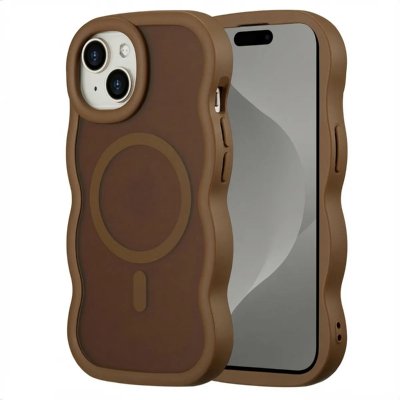 SELENCIA  Coque arri&egrave;re Wavy avec MagSafe Apple iPhone 15 - Mocha Brown