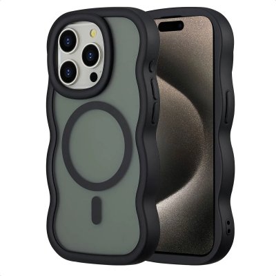 SELENCIA  Coque arri&egrave;re Wavy avec MagSafe Apple iPhone 15 Pro - Noir