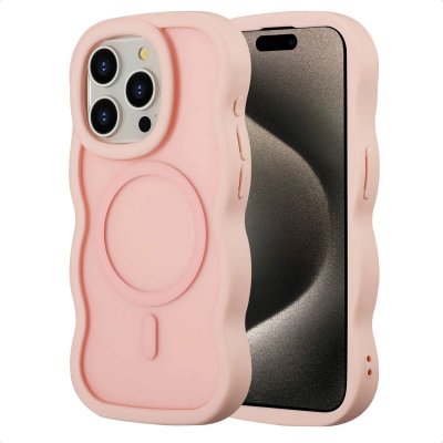SELENCIA  Coque arri&egrave;re Wavy avec MagSafe Apple iPhone 15 Pro - Soft Pink