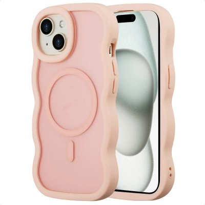 SELENCIA  Coque arri&egrave;re Wavy avec MagSafe Apple iPhone 15 - Soft Pink