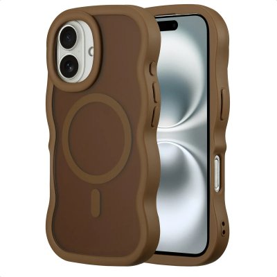 SELENCIA  Coque arri&egrave;re Wavy avec MagSafe Apple iPhone 16 - Mocha Brown