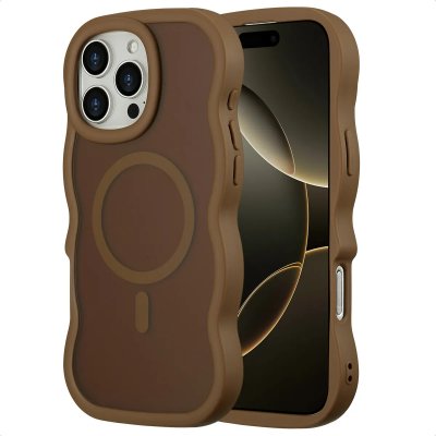 SELENCIA  Coque arri&egrave;re Wavy avec MagSafe Apple iPhone 16 Pro Max - Mocha Brown