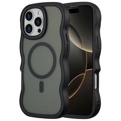 SELENCIA  Coque arri&egrave;re Wavy avec MagSafe Apple iPhone 16 Pro Max - Noir