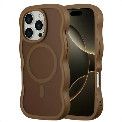 SELENCIA  Coque arri&egrave;re Wavy avec MagSafe Apple iPhone 16 Pro - Mocha Brown