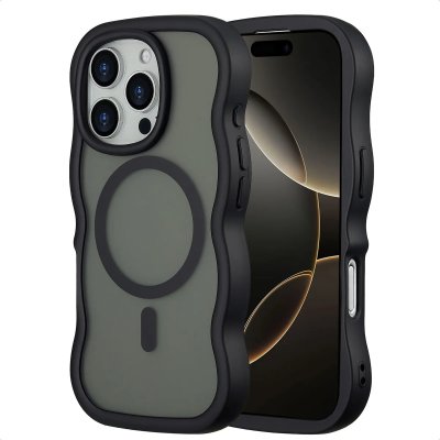 SELENCIA  Coque arri&egrave;re Wavy avec MagSafe Apple iPhone 16 Pro - Noir