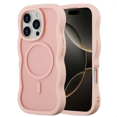 SELENCIA  Coque arri&egrave;re Wavy avec MagSafe Apple iPhone 16 Pro - Soft Pink