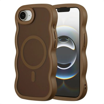 Selencia Coque arri&egrave;re Wavy avec MagSafe Apple iPhone 16e - Mocha Brown