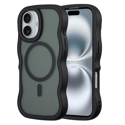 SELENCIA  Coque arri&egrave;re Wavy avec MagSafe pour Apple iPhone 16 - Noir