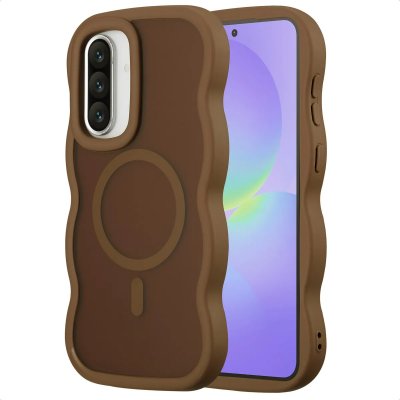 SELENCIA  Coque arri&egrave;re Wavy avec MagSafe Samsung Galaxy A36 / A56 - Mocha Brown