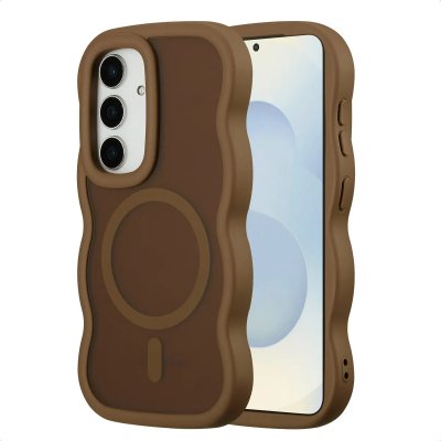 SELENCIA  Coque arri&egrave;re Wavy avec MagSafe Samsung Galaxy S24 / S25 - Mocha Brown
