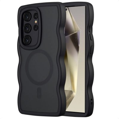 SELENCIA  Coque arri&egrave;re Wavy avec MagSafe Samsung Galaxy S24 Ultra - Noir