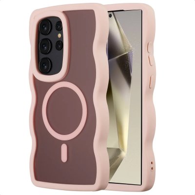 SELENCIA  Coque arri&egrave;re Wavy avec MagSafe Samsung Galaxy S24 Ultra - Soft Pink