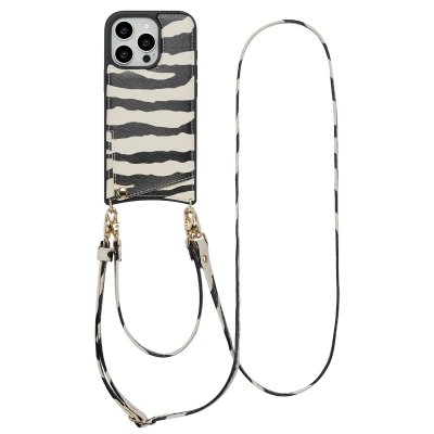 SELENCIA  Coque de t&eacute;lephone Nova avec cordon et porte-cartes Apple iPhone 16 Pro Max - Zazzy Zebra