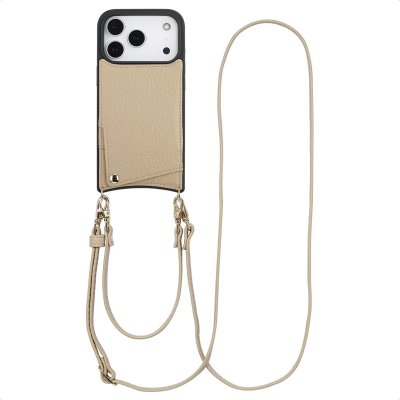SELENCIA  Coque de t&eacute;lephone Nova avec cordon et porte-cartes Apple iPhone 17 Pro - Beige
