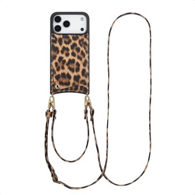 SELENCIA  Coque de t&eacute;lephone Nova avec cordon et porte-cartes Apple iPhone 17 Pro Max - Leopard