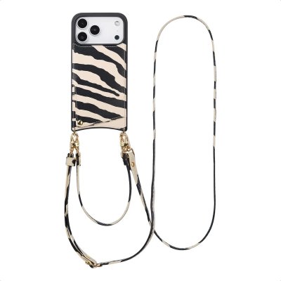 SELENCIA  Coque de t&eacute;lephone Nova avec cordon et porte-cartes Apple iPhone 17 Pro Max - Zazzy Zebra