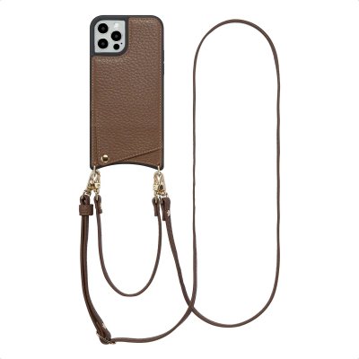 SELENCIA  Coque de t&eacute;lephone Nova avec cordon et porte-cartes iPhone 12 (Pro) - Mocha Brown