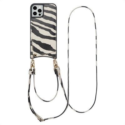 SELENCIA  Coque de t&eacute;lephone Nova avec cordon et porte-cartes iPhone 12 (Pro) - Zazzy Zebra