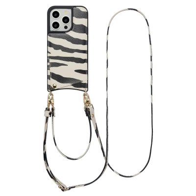 SELENCIA  Coque de t&eacute;lephone Nova avec cordon et porte-cartes iPhone 14 Pro - Zazzy Zebra