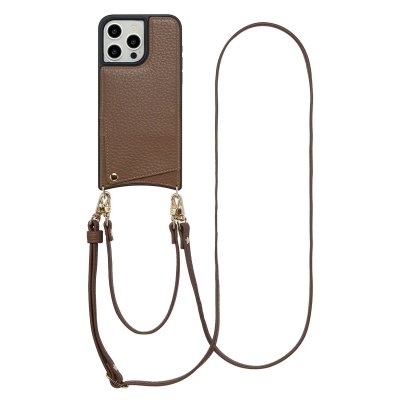SELENCIA  Coque de t&eacute;lephone Nova avec cordon et porte-cartes iPhone 15 Pro Max - Mocha Brown