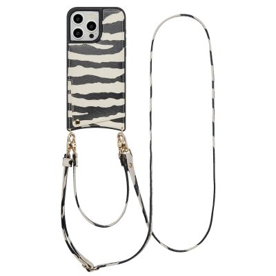 SELENCIA  Coque de t&eacute;lephone Nova avec cordon et porte-cartes iPhone 15 Pro Max - Zazzy Zebra
