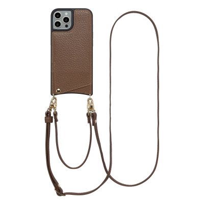 SELENCIA  Coque de t&eacute;lephone Nova avec cordon et porte-cartes iPhone 15 Pro - Mocha Brown