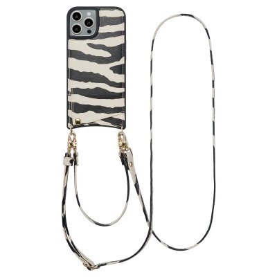 SELENCIA  Coque de t&eacute;lephone Nova avec cordon et porte-cartes iPhone 15 Pro - Zazzy Zebra