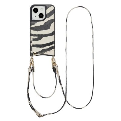 SELENCIA  Coque de t&eacute;lephone Nova avec cordon et porte-cartes iPhone 15 - Zazzy Zebra