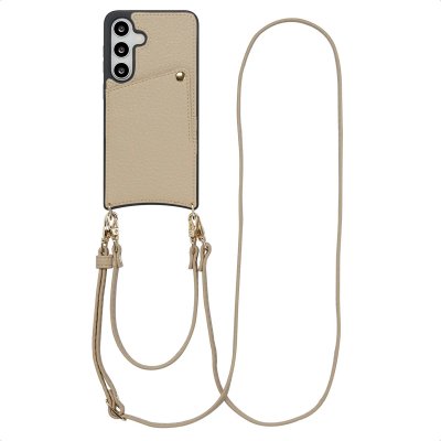 SELENCIA  Coque de t&eacute;lephone Nova avec cordon et porte-cartes Samsung Galaxy S24 / S25 - Beige