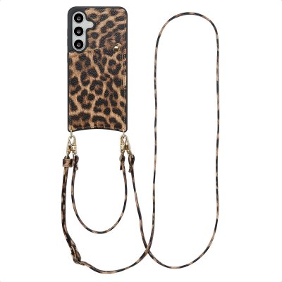SELENCIA  Coque de t&eacute;lephone Nova avec cordon et porte-cartes Samsung Galaxy S24 / S25 - Leopard