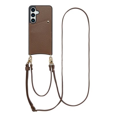Selencia Coque de t&eacute;lephone Nova avec cordon et porte-cartes Samsung Galaxy S24 / S25 - Mocha Brown