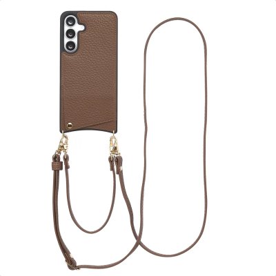SELENCIA  Coque de t&eacute;lephone Nova avec cordon et porte-cartes Samsung Galaxy S25 FE - Mocha Brown