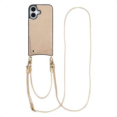 SELENCIA  Coque de t&eacute;lephone Nova Croco avec cordon et porte-cartes Apple iPhone 17 - Beige