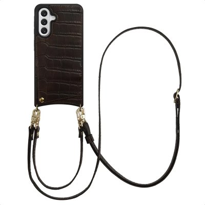 SELENCIA  Coque de t&eacute;lephone Nova Croco avec cordon et porte-cartes Samsung Galaxy A56 - Choco Brown